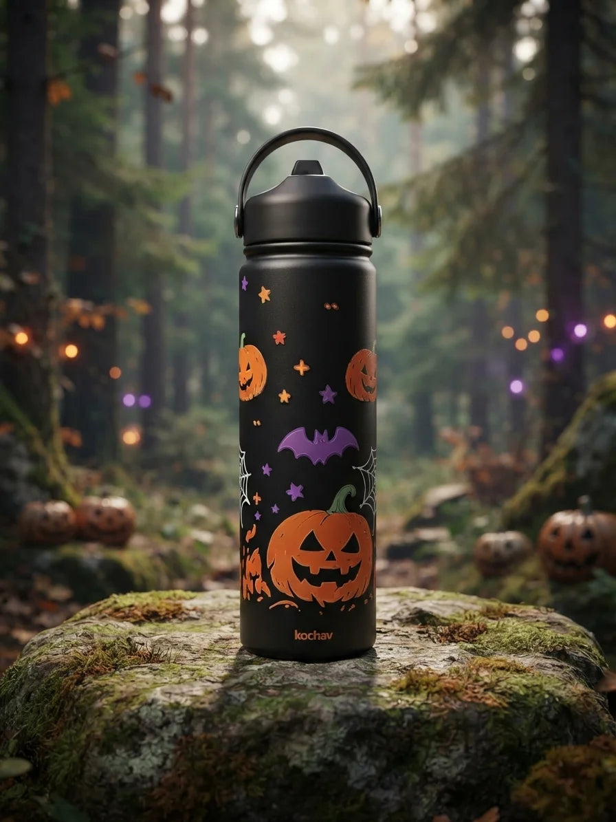 Kochav Halloween Pumpkin Stainless Steel Water Bottle Reusable Insulated Drink Bottle for Adults Outdoor Use