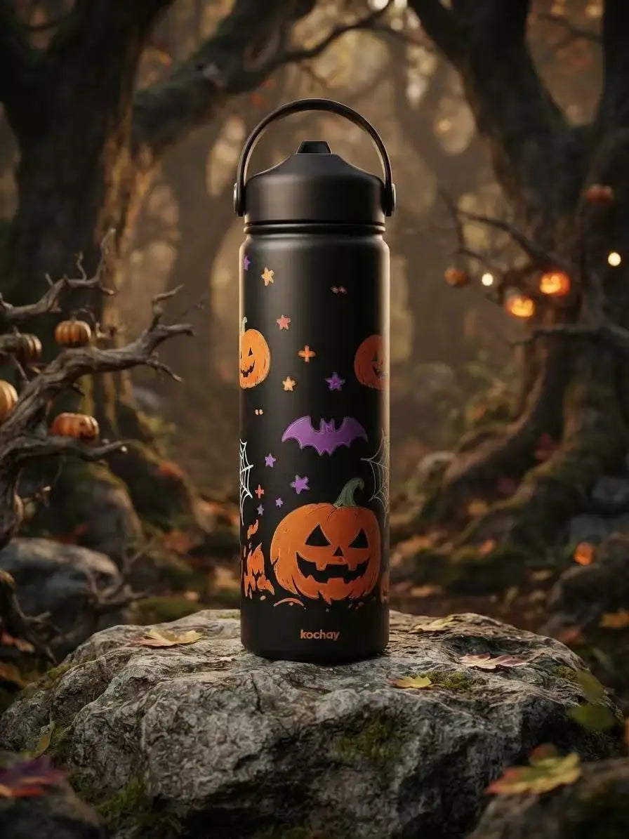 Kochav Halloween Pumpkin Stainless Steel Water Bottle Reusable Insulated Drink Bottle for Adults Outdoor Use