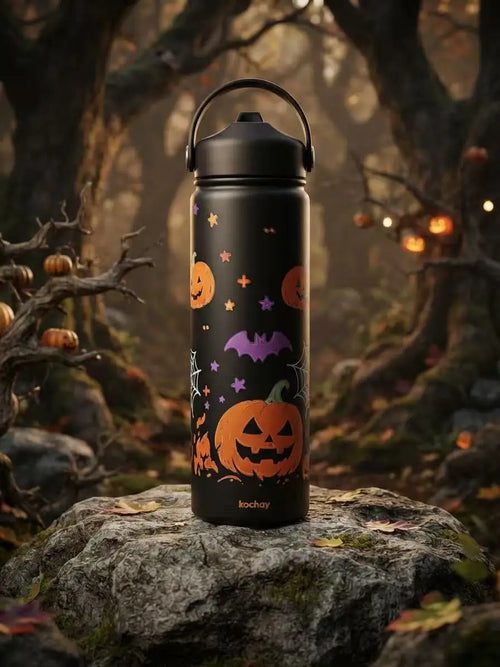 Kochav Halloween Pumpkin Stainless Steel Water Bottle Reusable Insulated Drink Bottle for Adults Outdoor Use