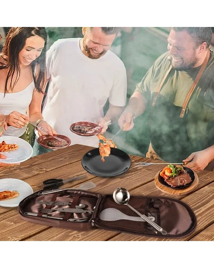 Tragbare Aufbewahrungstasche für Kochutensilien beim Outdoor-Camping und Picknick, Ordnungstasche für Edelstahlbesteck SG7A