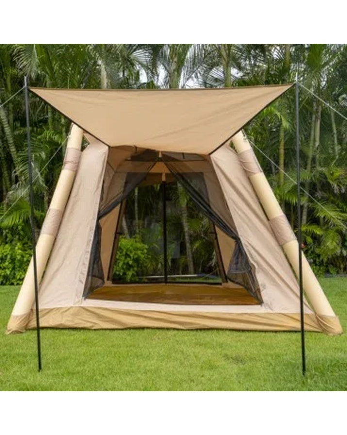 Tente de camping à double couche pour quatre saisons, protection solaire, anti-moustiques, imperméable et coupe-vent, ouverture automatique rapide, tente pyramidale en tissu Oxford SG8B
