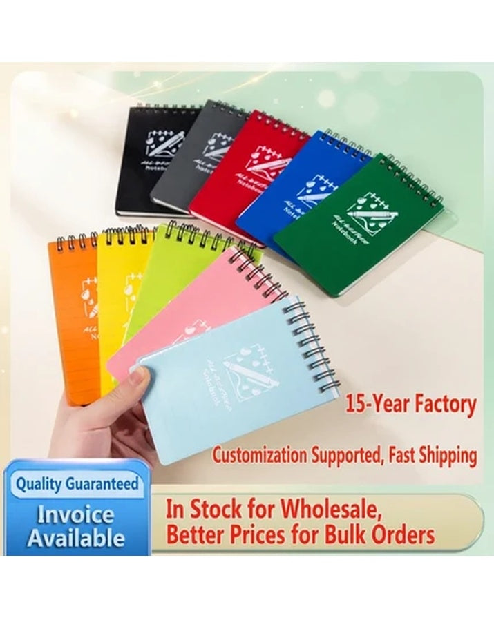Cuaderno de espiral con cubierta de PP, varios colores disponibles, notas impermeables, diario de bolsillo SG21